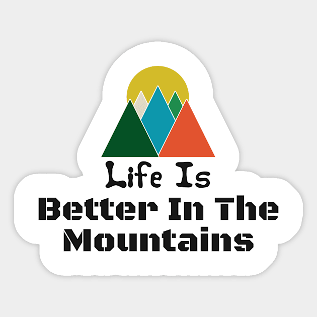 Life Is Better In The Mountains light Colorful Retro Vintage Sunset Red Orange Yellow Triangle Sticker by Musa Wander